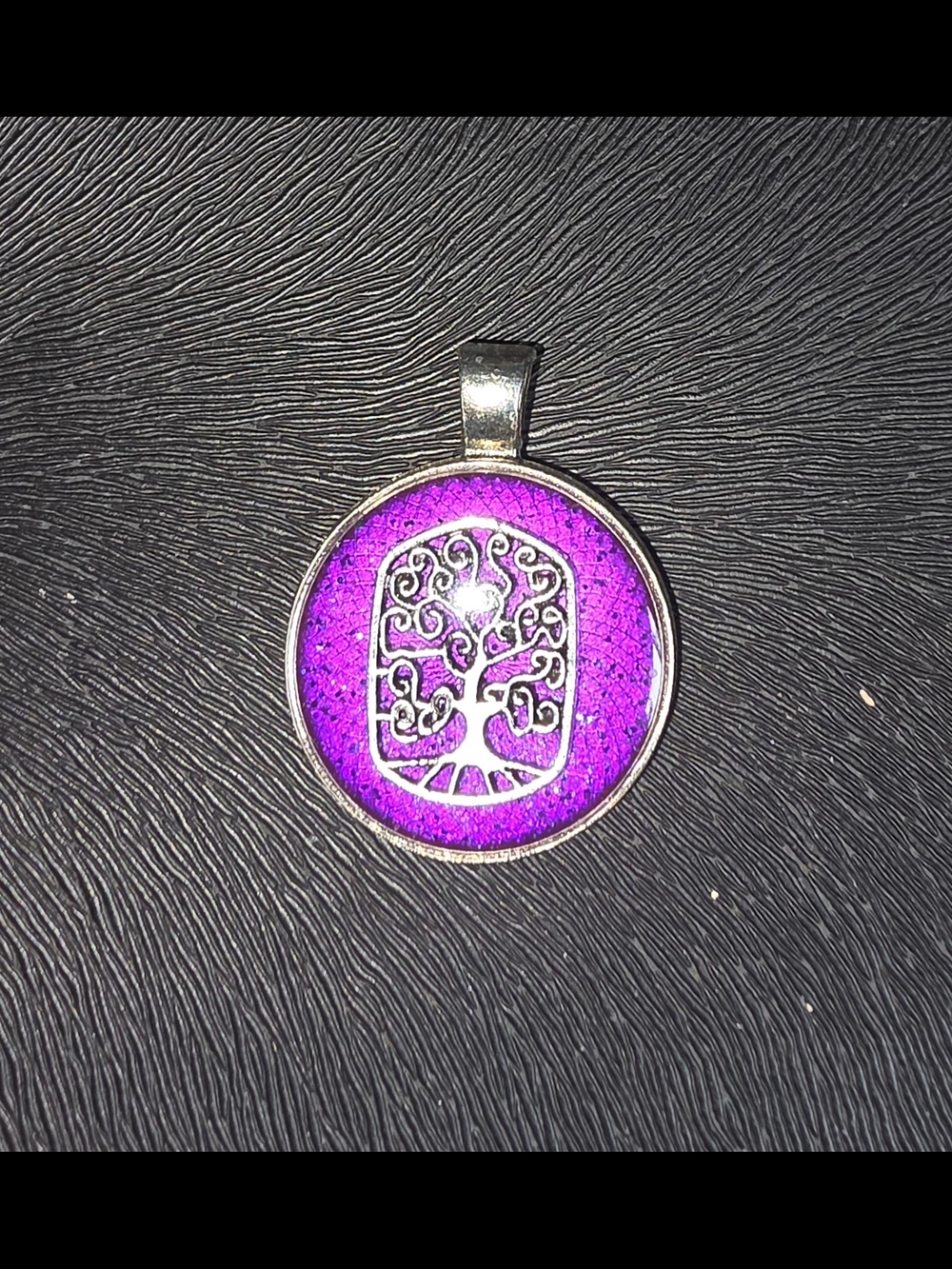 Silver Tree of Life Pendant Necklace - Purple